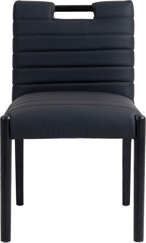Juniper Black Vegan Leather Upholstered Dining Side Chair , 2-Piece (Style 2)