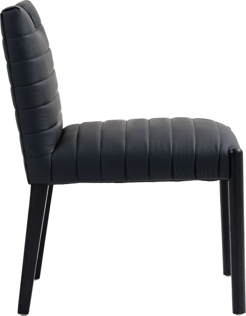 Juniper Black Vegan Leather Upholstered Dining Side Chair , 2-Piece (Style 2)