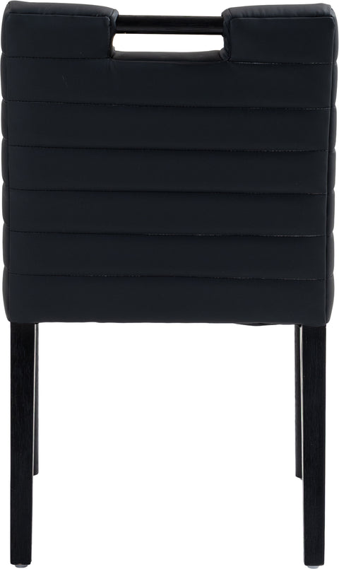 Juniper Black Vegan Leather Upholstered Dining Side Chair , 2-Piece (Style 2)