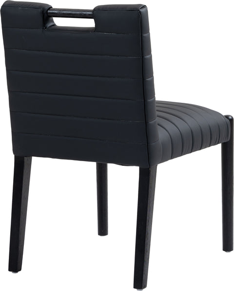 Juniper Black Vegan Leather Upholstered Dining Side Chair , 2-Piece (Style 2)