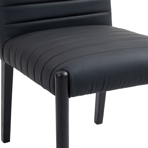 Juniper Black Vegan Leather Upholstered Dining Side Chair , 2-Piece (Style 2)