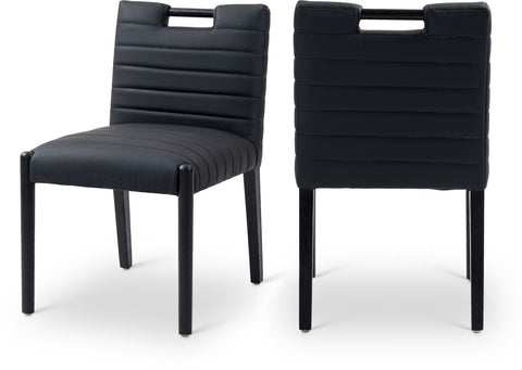 Juniper Black Vegan Leather Upholstered Dining Side Chair , 2-Piece (Style 2)