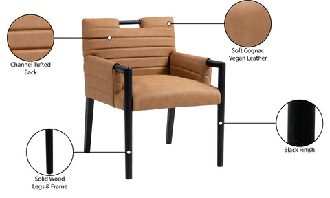 Juniper Cognac Vegan Leather Upholstered Dining Arm Chair , 1 Piece (Style 2)