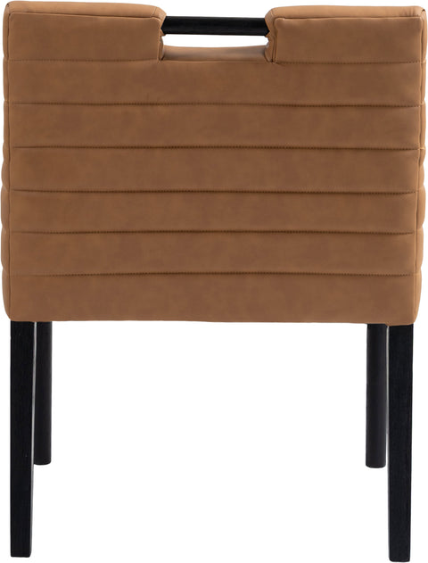 Juniper Cognac Vegan Leather Upholstered Dining Arm Chair , 1 Piece (Style 2)