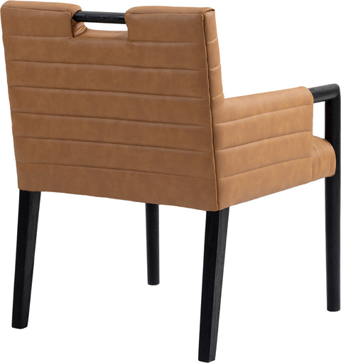 Juniper Cognac Vegan Leather Upholstered Dining Arm Chair , 1 Piece (Style 2)