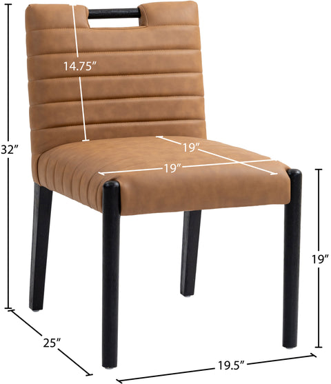 Juniper Cognac Vegan Leather Upholstered Dining Side Chair , 2-Piece (Style 2)