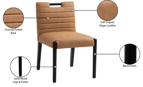 Juniper Cognac Vegan Leather Upholstered Dining Side Chair , 2-Piece (Style 2)