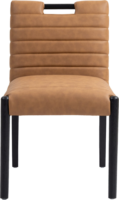 Juniper Cognac Vegan Leather Upholstered Dining Side Chair , 2-Piece (Style 2)