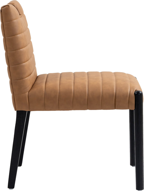 Juniper Cognac Vegan Leather Upholstered Dining Side Chair , 2-Piece (Style 2)