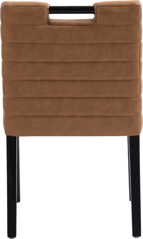 Juniper Cognac Vegan Leather Upholstered Dining Side Chair , 2-Piece (Style 2)