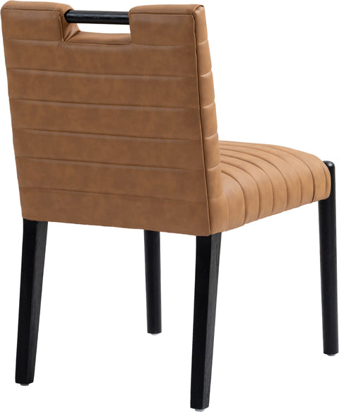 Juniper Cognac Vegan Leather Upholstered Dining Side Chair , 2-Piece (Style 2)