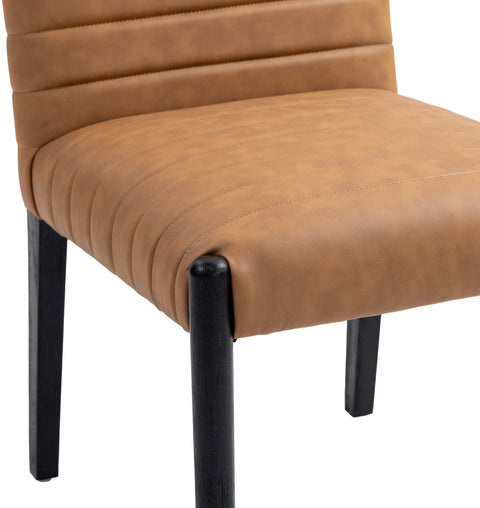 Juniper Cognac Vegan Leather Upholstered Dining Side Chair , 2-Piece (Style 2)