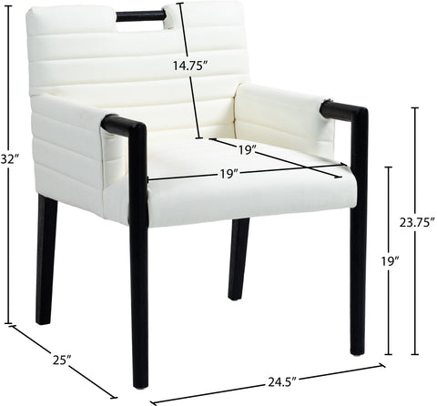 Juniper Cream Vegan Leather Upholstered Dining Arm Chair , 1 Piece (Style 2)