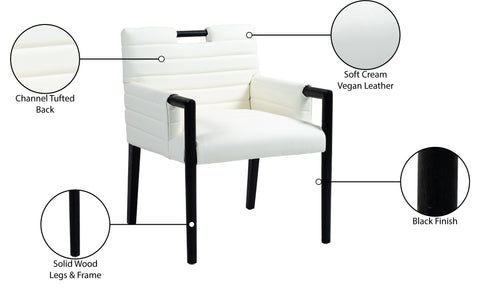 Juniper Cream Vegan Leather Upholstered Dining Arm Chair , 1 Piece (Style 2)
