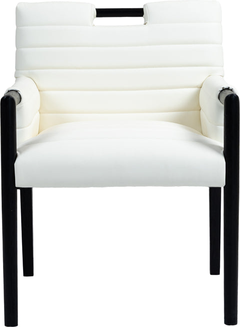 Juniper Cream Vegan Leather Upholstered Dining Arm Chair , 1 Piece (Style 2)