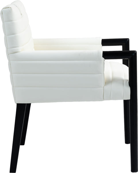 Juniper Cream Vegan Leather Upholstered Dining Arm Chair , 1 Piece (Style 2)