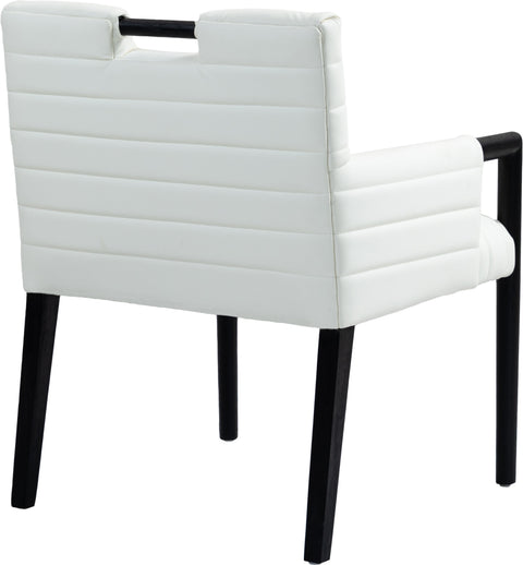 Juniper Cream Vegan Leather Upholstered Dining Arm Chair , 1 Piece (Style 2)