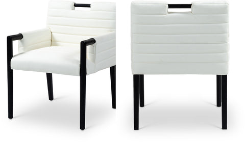 Juniper Cream Vegan Leather Upholstered Dining Arm Chair , 1 Piece (Style 2)