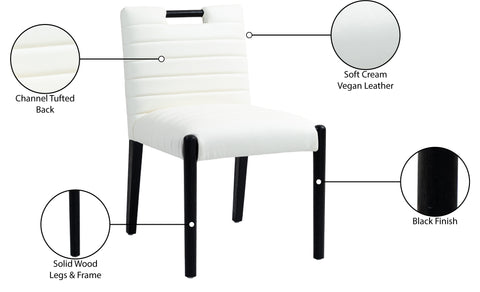 Juniper Cream Vegan Leather Upholstered Dining Side Chair , 2-Piece (Style 2)