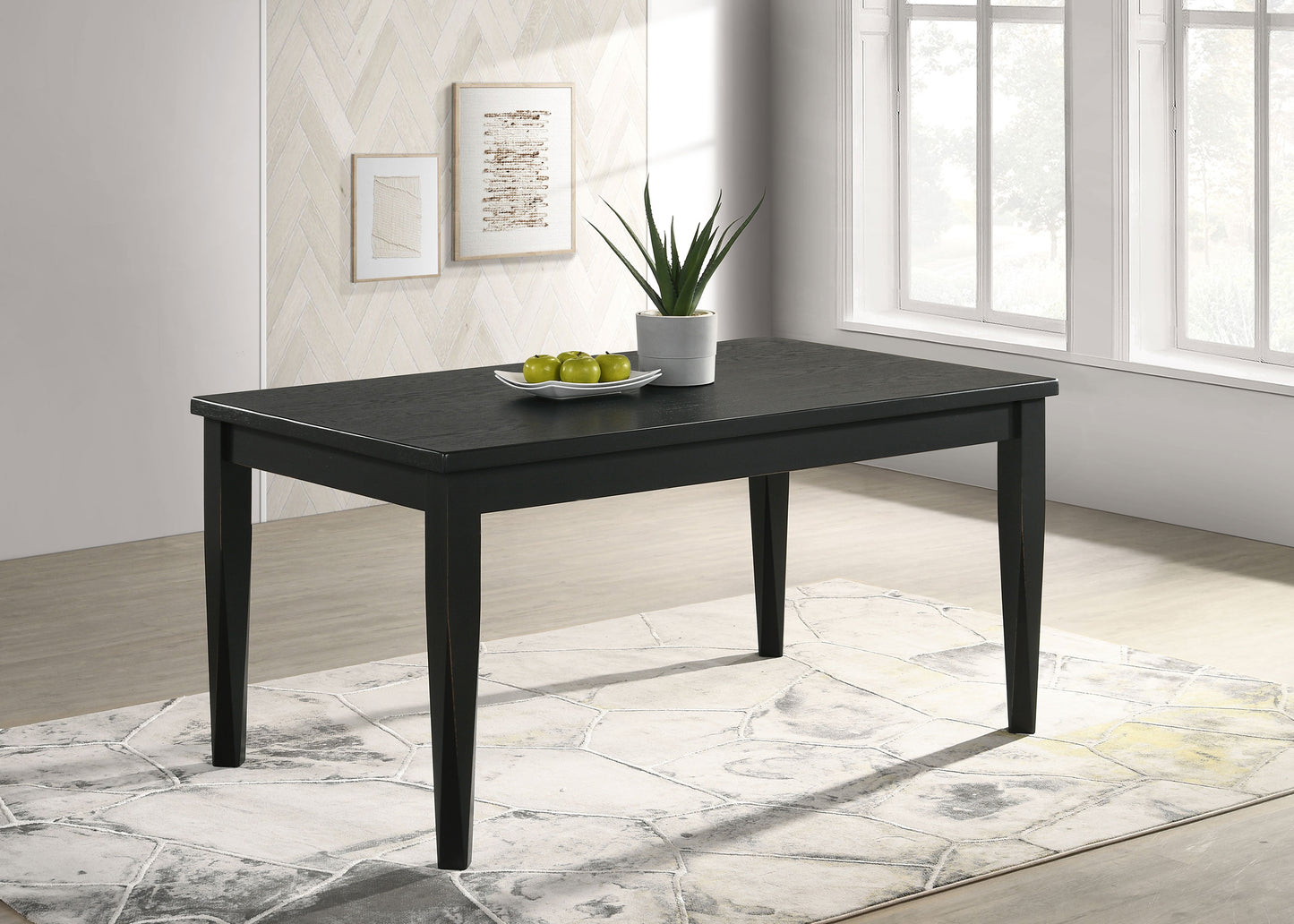 selena rectangular 59-inch dining table washed black