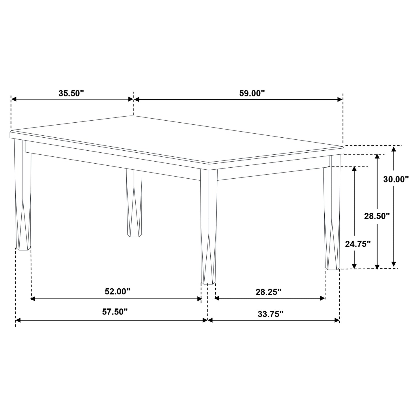 selena rectangular 59-inch dining table washed black