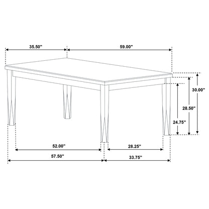 Selena Rectangular 59-inch Dining Table Washed Black