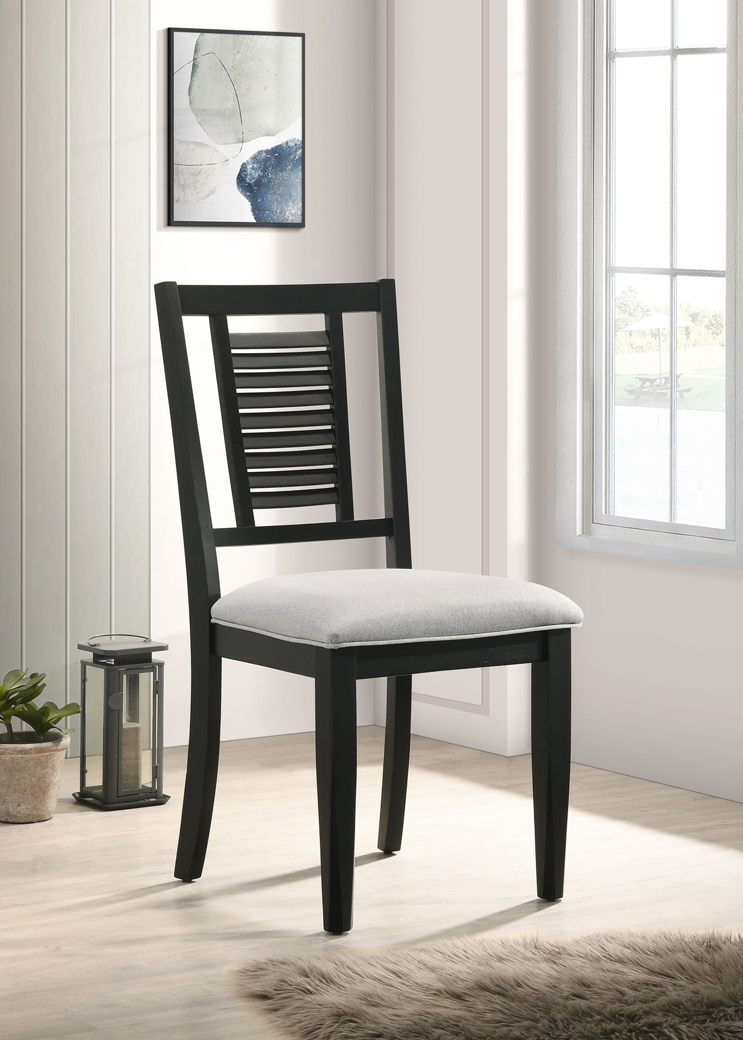 selena wood dining side chair washed black (set of 2)