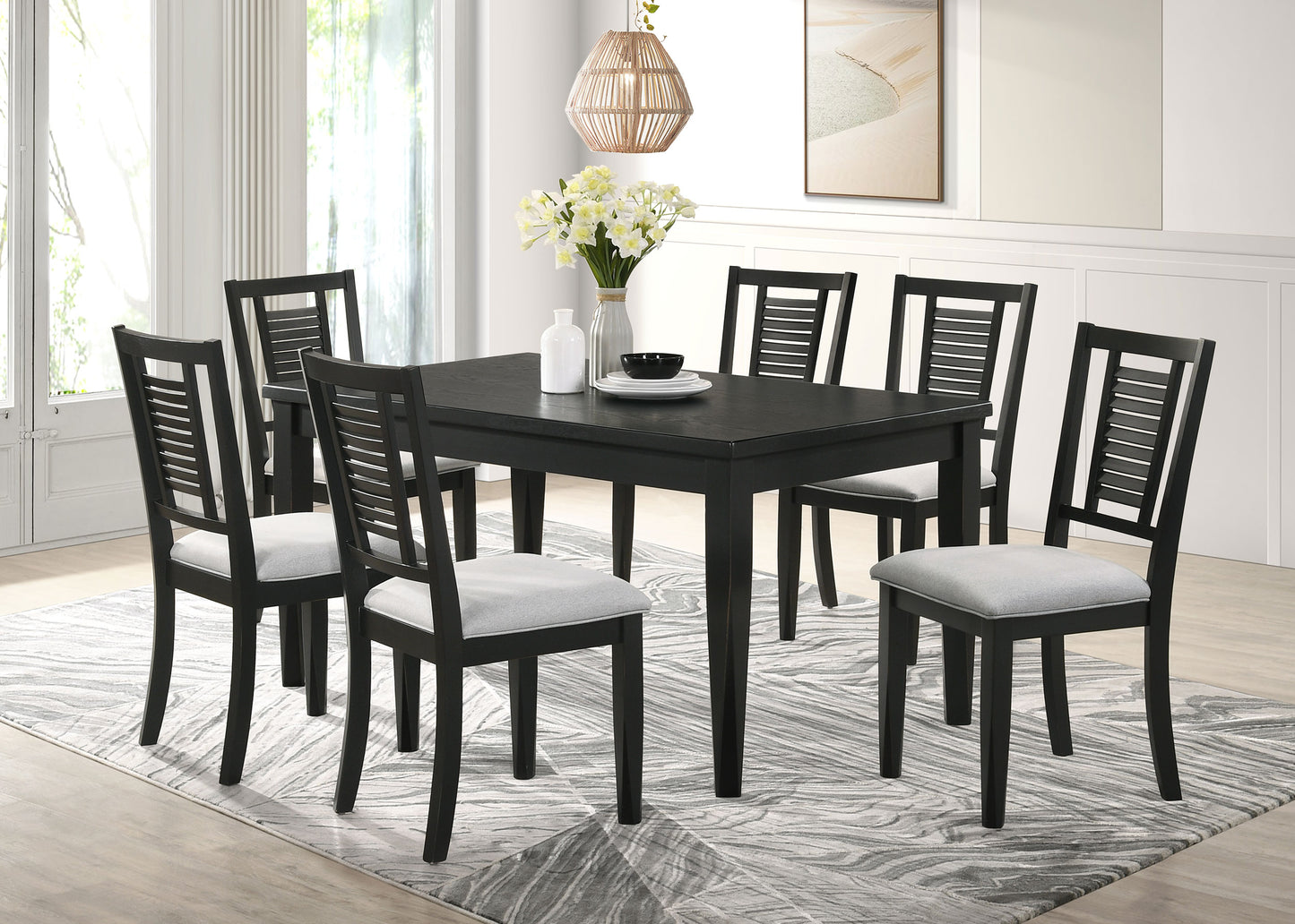 selena wood dining side chair washed black (set of 2)