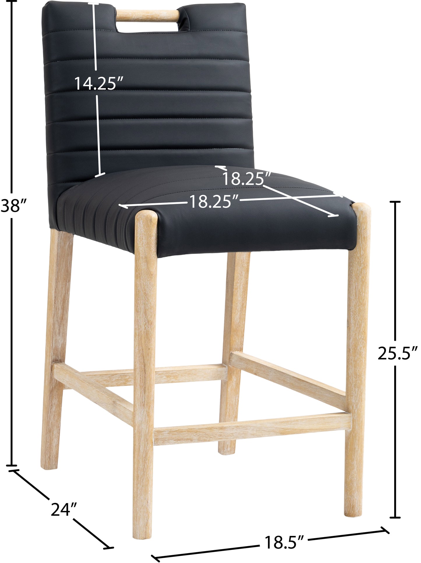 maxwell black vegan leather counter stool