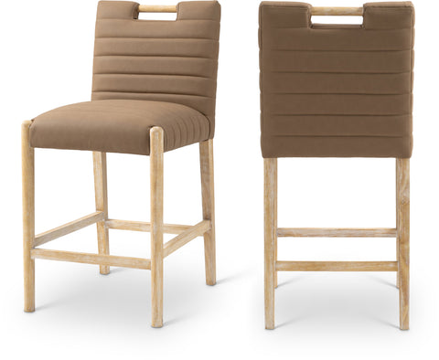 Juniper Brown Vegan Leather Upholstered Counter Stool, 1 Piece