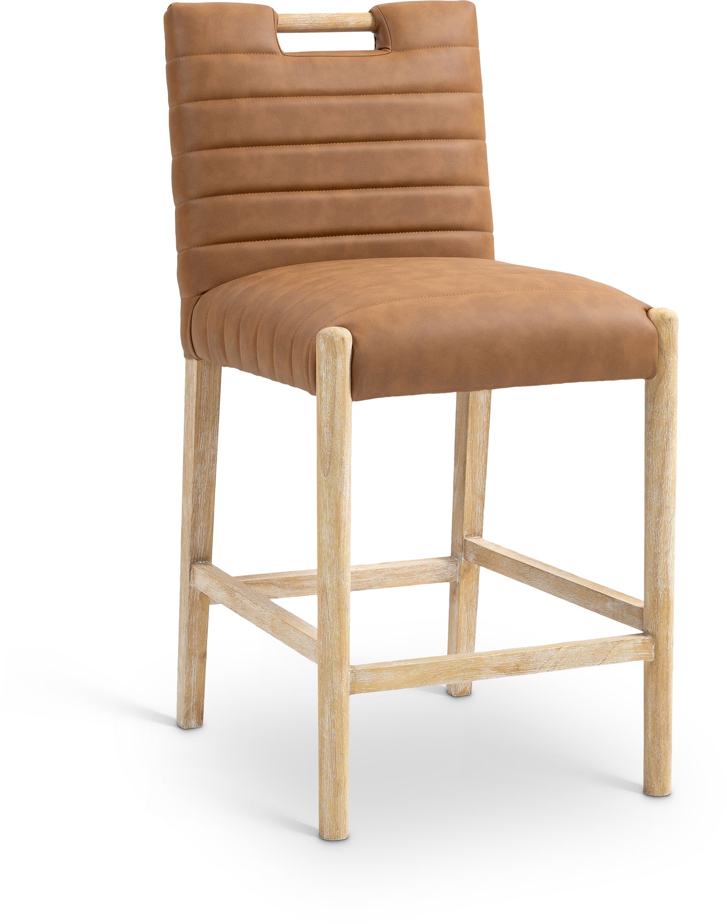 maxwell cognac vegan leather counter stool