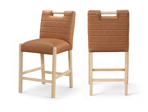 Juniper Cognac Vegan Leather Upholstered Counter Stool , 1 Piece (Style 1)
