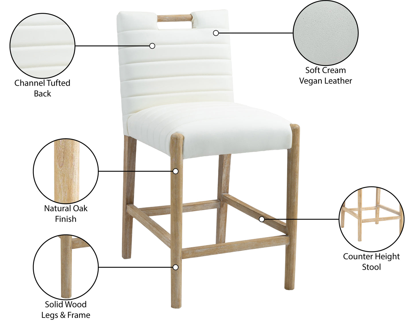 maxwell cream vegan leather counter stool