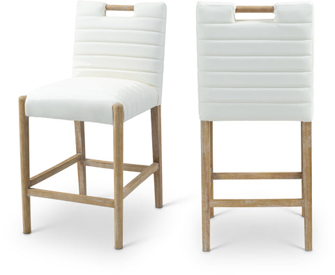 Juniper Cream Vegan Leather Upholstered Counter Stool , 1 Piece (Style 1)