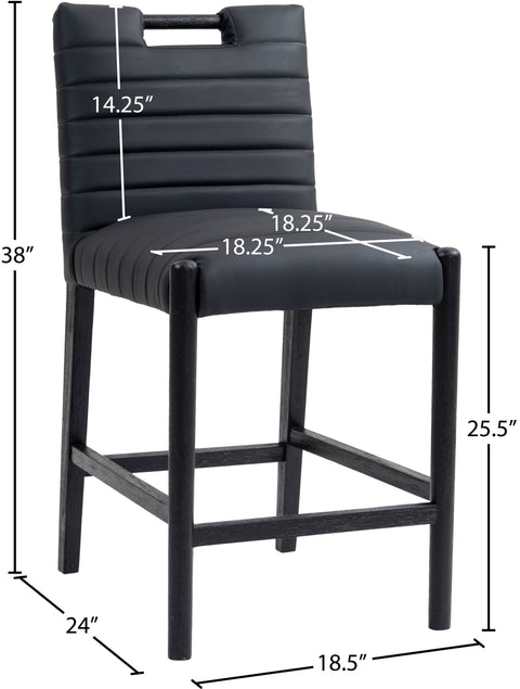 Juniper Black Vegan Leather Upholstered Counter Stool , 1 Piece (Style 2)