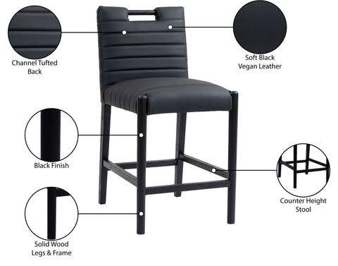 Juniper Black Vegan Leather Upholstered Counter Stool , 1 Piece (Style 2)