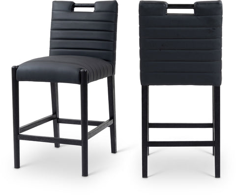 Juniper Black Vegan Leather Upholstered Counter Stool , 1 Piece (Style 2)