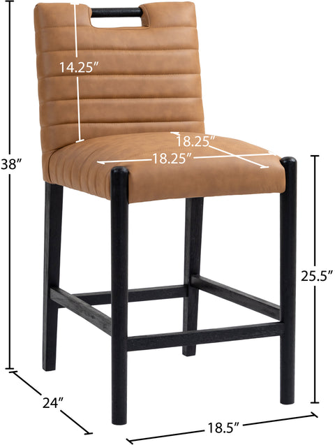 Juniper Cognac Vegan Leather Upholstered Counter Stool , 1 Piece (Style 2)