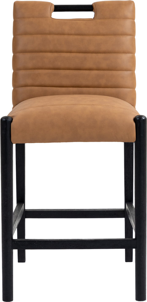 Juniper Cognac Vegan Leather Upholstered Counter Stool , 1 Piece (Style 2)
