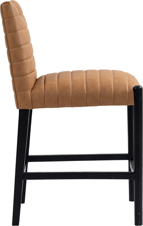 Juniper Cognac Vegan Leather Upholstered Counter Stool , 1 Piece (Style 2)