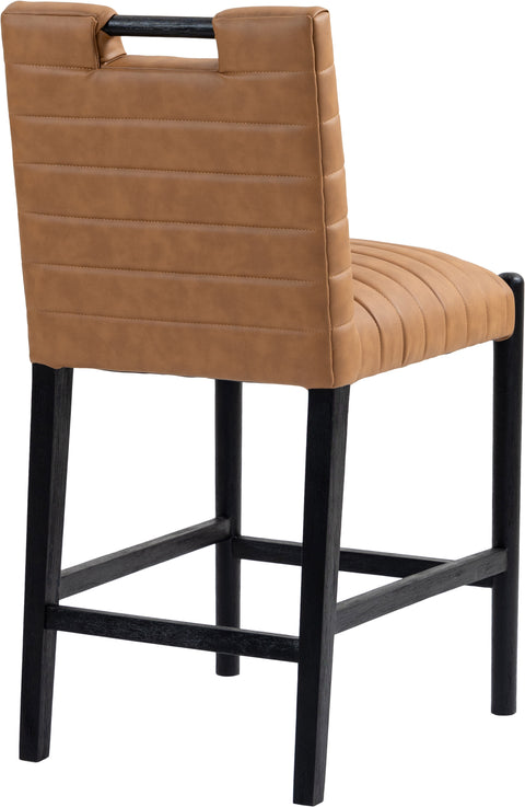 Juniper Cognac Vegan Leather Upholstered Counter Stool , 1 Piece (Style 2)