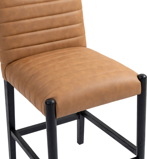 Juniper Cognac Vegan Leather Upholstered Counter Stool , 1 Piece (Style 2)