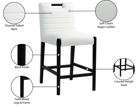 Juniper Cream Vegan Leather Upholstered Counter Stool , 1 Piece (Style 2)