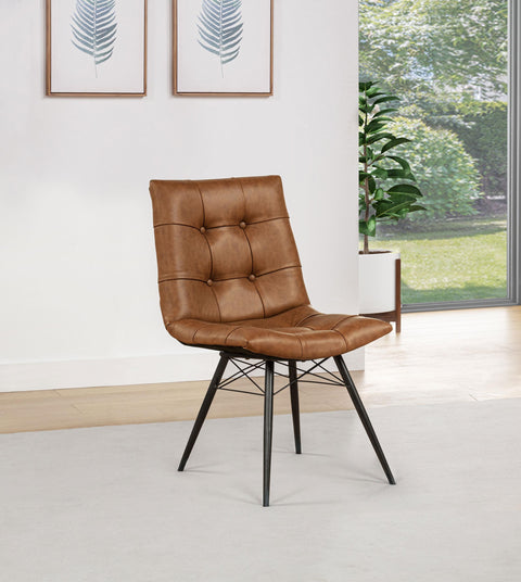 Coquette Faux Leather Upholstered Dining Side Chair Saddle Brown (Set of 4)