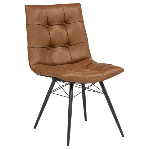 Coquette Faux Leather Upholstered Dining Side Chair Saddle Brown (Set of 4)