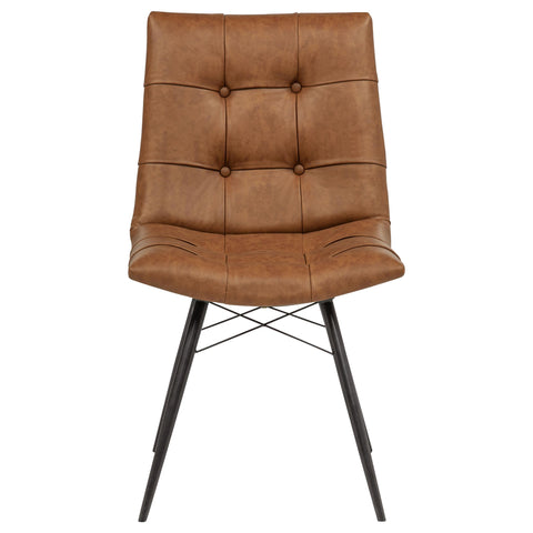 Coquette Faux Leather Upholstered Dining Side Chair Saddle Brown (Set of 4)