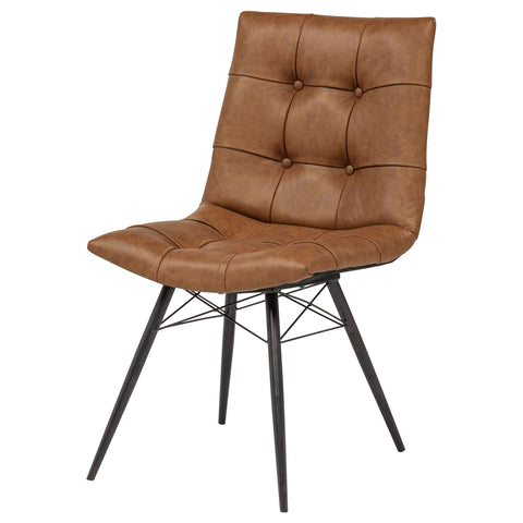 Coquette Faux Leather Upholstered Dining Side Chair Saddle Brown (Set of 4)