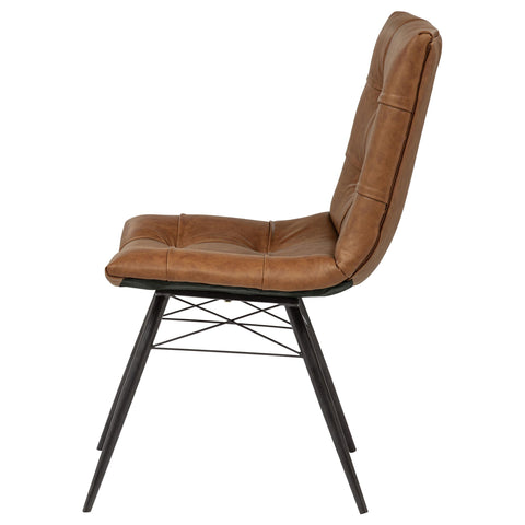 Coquette Faux Leather Upholstered Dining Side Chair Saddle Brown (Set of 4)