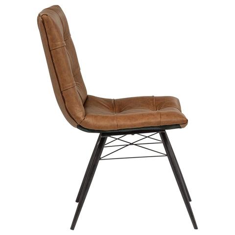 Coquette Faux Leather Upholstered Dining Side Chair Saddle Brown (Set of 4)