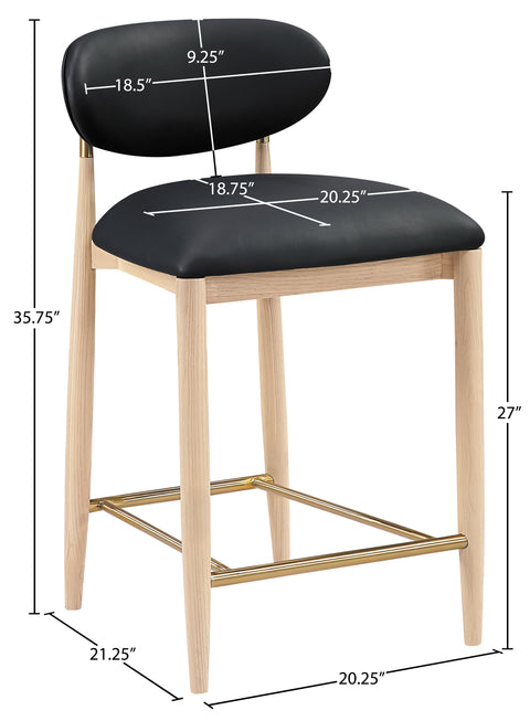 Harlow Black Vegan Leather Upholstered Stool , 1 Piece (Style 1)